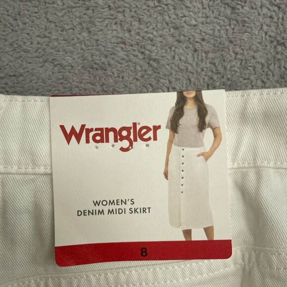 NEW Wrangler White Denim Midi Skirt Women's Size 8 Button Front - Picture 10 of 13